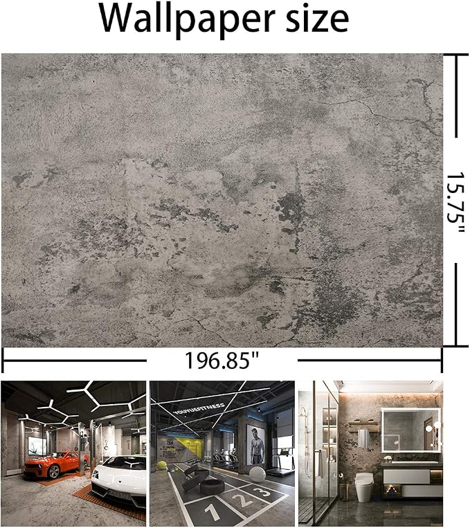 BAYYA Cement Grey Contact Paper Concrete Peel and Stick Wallpaper Industrial - Image 9