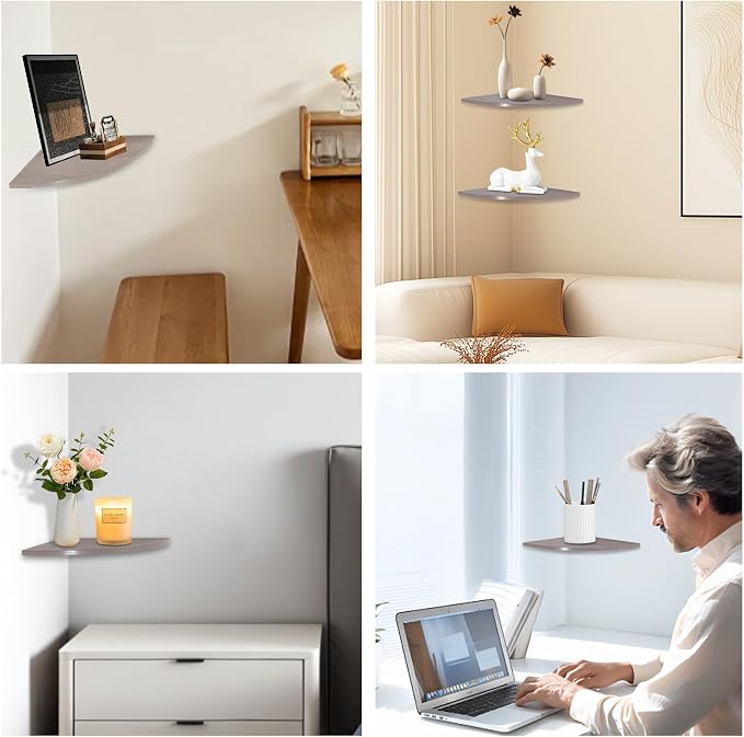 JJL Corner Wall Shelf, 12-Inch Sector Shelf - Image 6