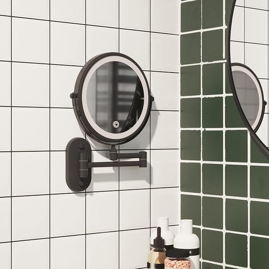 Ruacq Rechargeable Makeup Mirror Matte Black Double Sided Vanity Mirror - Image 2