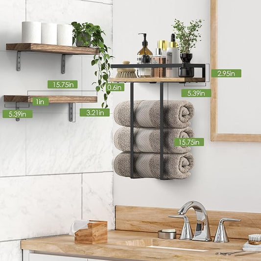 Towel Racks for Bathroom-Wall Mounted Floating Shelves for Wall Bathroom - Image 2