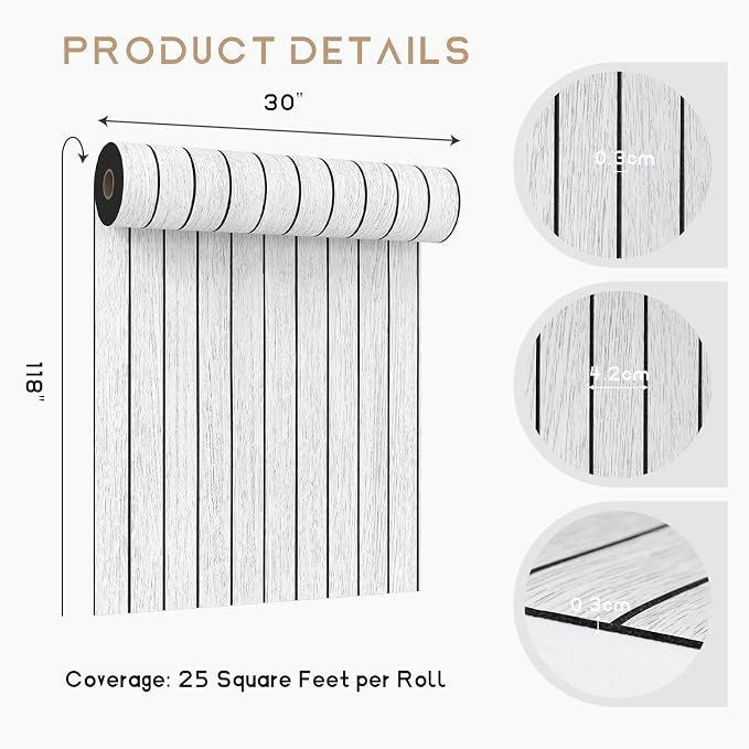 VEELIKE Whitewashed Wood Slat Wall Panels Peel and Stick Wood Wall Panel - Image 9