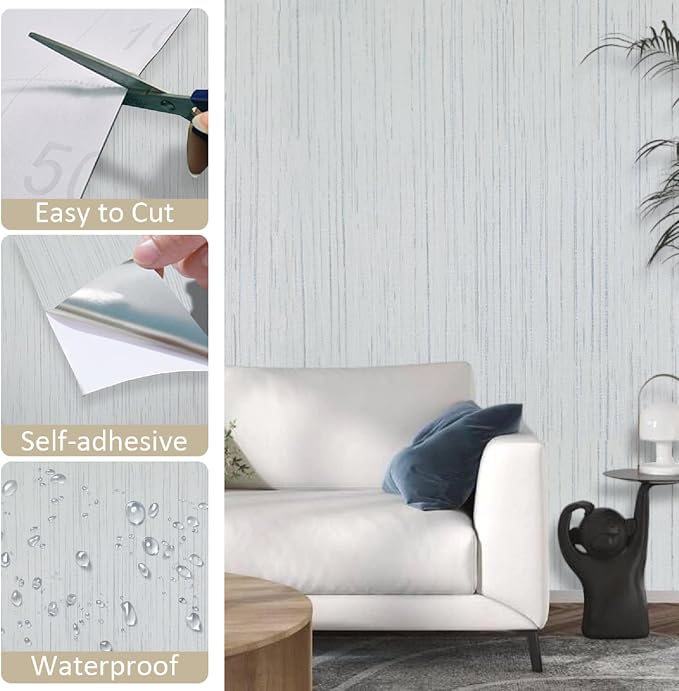 Beige Grey Grasscloth Wallpaper Peel and Stick 15.74" X 472.44" Removable - Image 9