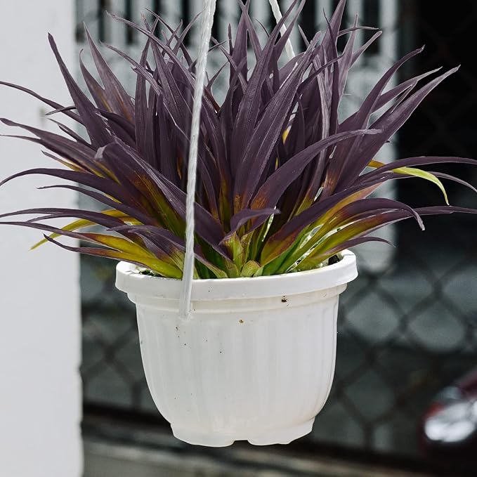 16Pcs Artificial Grass Fake Grass Plants 17.3in Outdoor Plants UV Resistant Faux Greenery Stems for Home Window Garden Patio Pathway Front Porch Halloween Décor Light Green & Purple