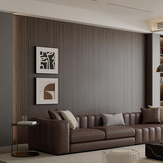 Yutianli PVC Slat Wall Panel Peel and Stick 236"x 15.7" Faux Wood Slat Panel - Image 2