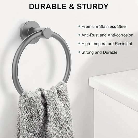 SetSail Towel Holder for Bathroom Wall Mounted Screw-in Towel Ring Stainless - Image 2