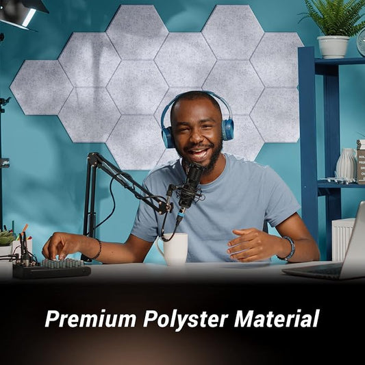 36 Pack Hexagon Acoustic Panels, TONOR 12"x 10"x 0.4" High Density Sound Proof - Image 2