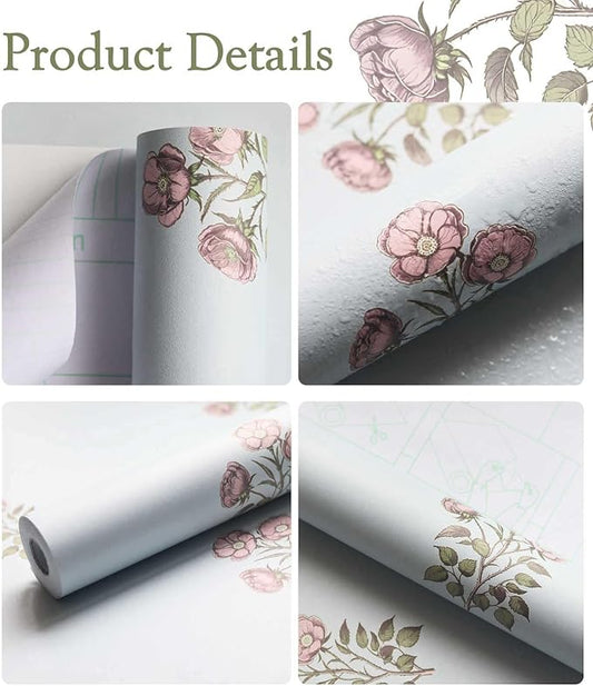 17.3"× 118.1" Vintage Blue Floral Wallpaper Peel and Stick Boho Wallpaper - Image 2