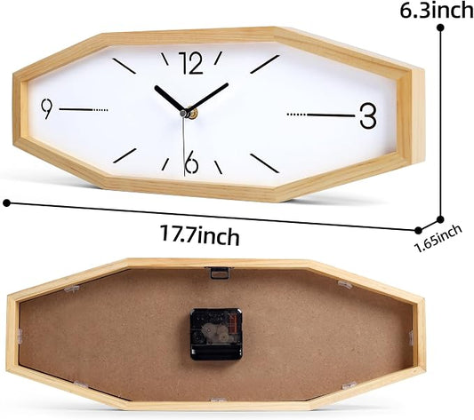 DaguyS Wooden Retro Wall Clocks, 18 Inches Square Clocks Rectangular Wall Clock - Image 2