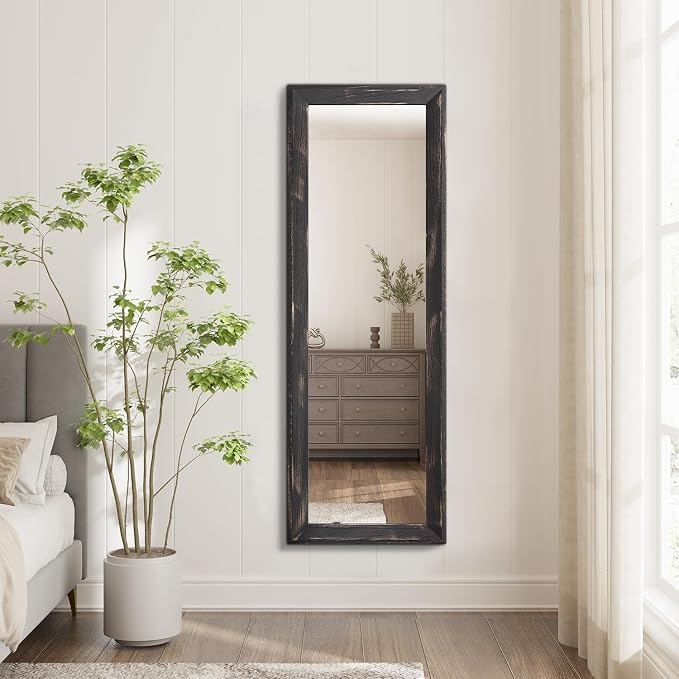AAZZKANG Rectangular Mirror Full Length Wooden Frame Retro Large Wall Hanging - Image 7
