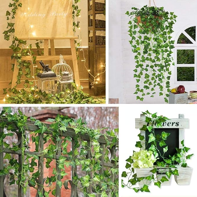 CQURE 72 Pack 504Ft Artificial Ivy Fake Vines, Ivy Garland Greenery Garland - Image 9
