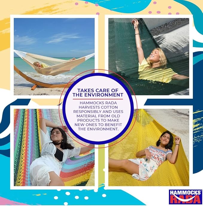 Hammocks Rada Mayan-Made Matrimonial Yucatan Hammock - Two Person - Fits 12.5 to 13 Feet Hammock Stand - Up to 550 Pounds, Two Green - Hanging Bed