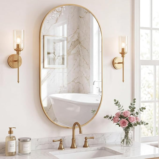 DUMOS 24" x 36" Oval Bathroom Mirror, Tempered Glass, Morden Vanity Mirror - Image 2