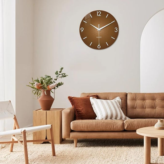 XFM Modern Wall Clock for Living Room Decor 24 Inch Large Brown Analog Wall - Image 2