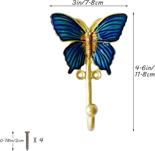 2 Pack Decorative Wall Hooks, Vintage Butterfly Shaped Metal Wall Hook - Image 2