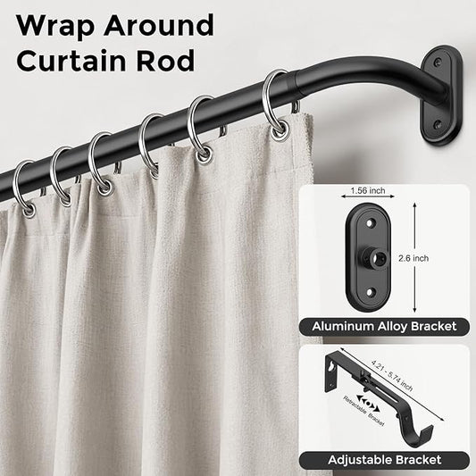 Curtain Rods 36-88 Inch, 1 Inch Adjustable Heavy Duty Room Darkening Window - Image 2