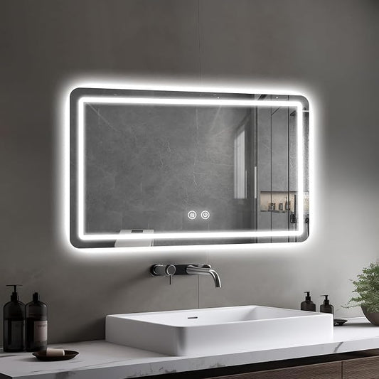 LED Bathroom Mirror, 36 x 24 Inch Anti-Fog Wall Mirror - Image 2