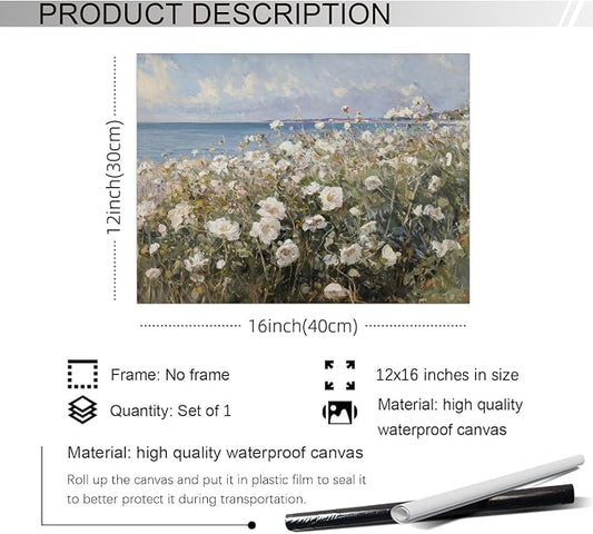 rumlud Coastal Wildflower Poster French Spring Flower Landscape Wall Art Nature - Image 2