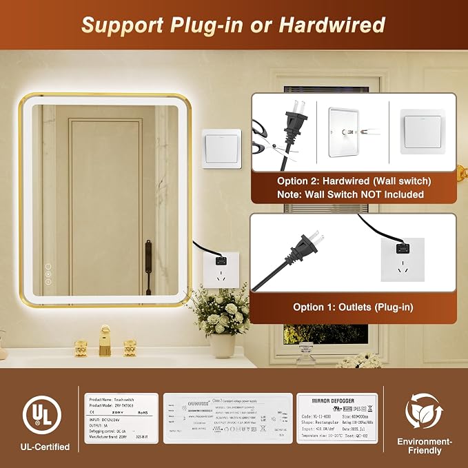 36x48 Inch LED Bathroom Mirror - Image 9