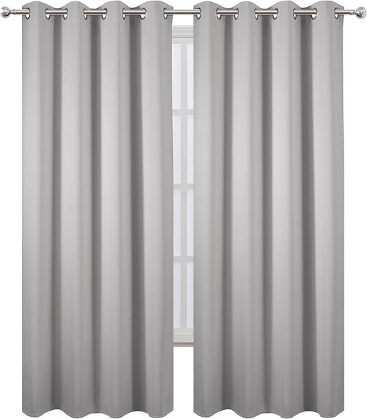 LEMOMO Blackout Curtains 52 x 108 inch/Light Grey Curtains Set of 2 - Image 2