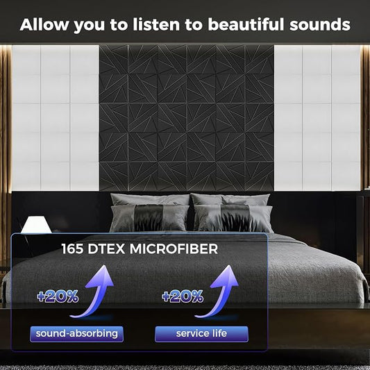BSHEAD 10 pcs 165dtex Microfiber Acoustic Panels ,Self-Adhesive Soundproof Wall - Image 2