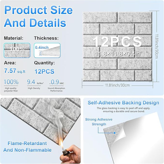 12 Pack Acoustic Panels, Sound Proof Foam Panels - Image 2