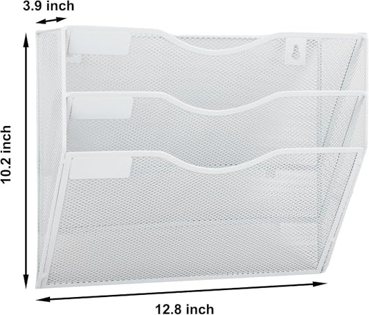 EASEPRES 3 Pocket Mesh Hanging Wall File Organizer, Wall Mounted Mail Paper - Image 2