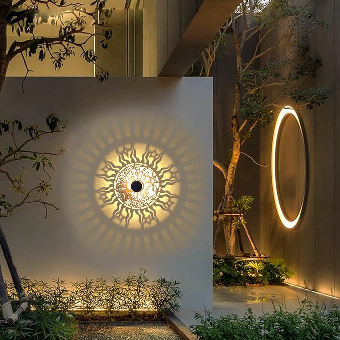 gardencave 2 Pack Solar Fence Lights Metal Solar Powered Outdoor Wall Deck - Image 8