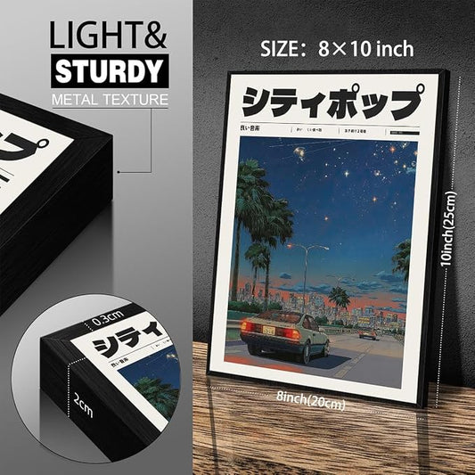 Vintage Japanese Black Framed Wall Art 90s Vaporwave Aesthetic Print Asian - Image 2