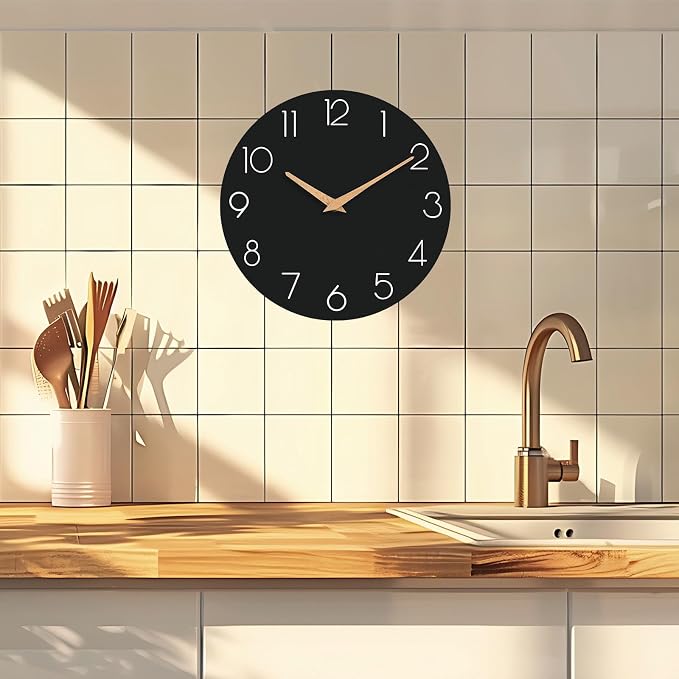 cicininc Wall Clock, 12 Inch Wooden Silent Non-Ticking, Decorative Battery - Image 7