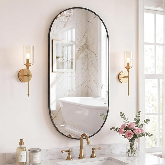 DUMOS 24" x 48" Oval Bathroom Mirror, Tempered Glass, Morden Vanity Mirror - Image 2