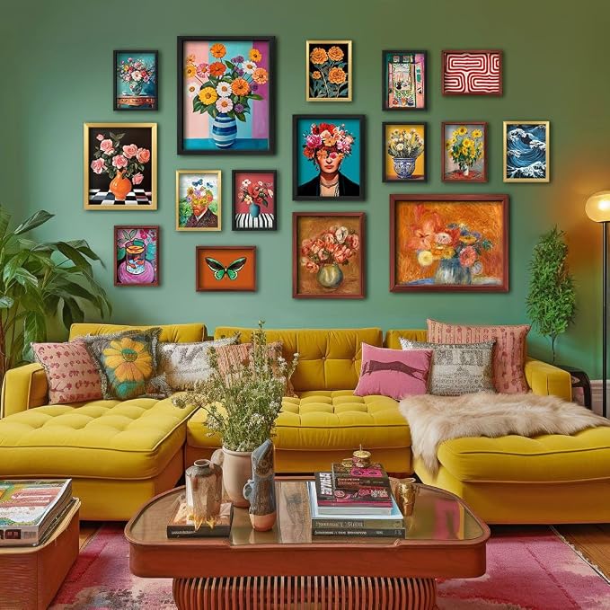 16 PCS Framed Eclectic Wall Art Decor, Mid Century Modern Maximalist Home - Image 7