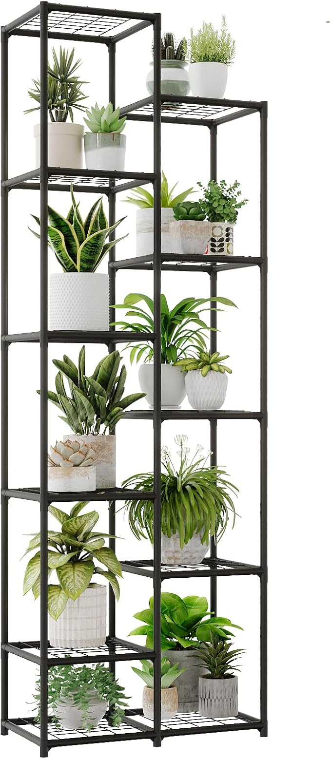 Tall Plant Stand Indoor Outdoor Corner Metal Flower Pot Stands for Multiple Plants Heavy Duty Waterproof Plant Shelf for Patio Garden Balcony Living Room Bedroom