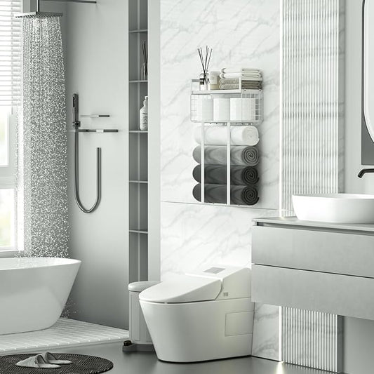 Towel Racks for Bathroom, Bathroom Shelf Over Toilet, Floating Shelves - Image 2