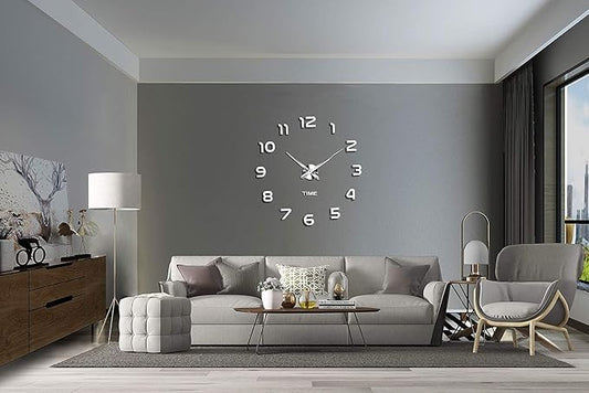 VANGOLD Frameless DIY Wall Clock 3D Mirror Wall Clock Large Mute Wall Stickers - Image 2