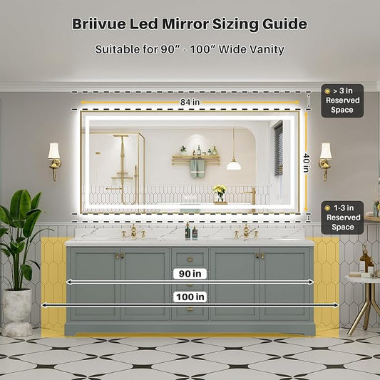 84x40 Inch LED Bathroom Mirror - Image 2