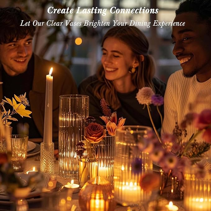 12pcs Glass Vase Cylinder Vases for Centerpieces Small Flower Glass Vases Bud Vases Home Decor Centerpiece Table Flower Vase Decorations for Office Beautification&Holiday 6 Inch Tall