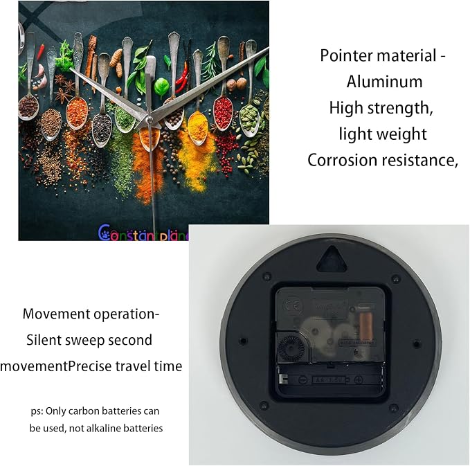 Kitchen Wall Clock Battery Operated 12 Inches Round Decorative Clocks - Image 8