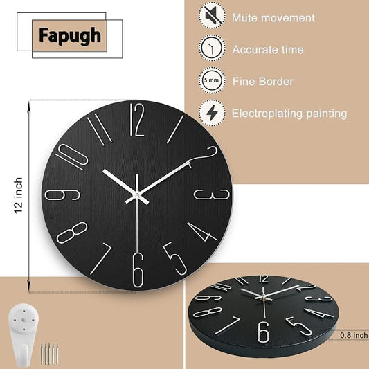 Wall Clock, Silent Clock, Wall Clocks Battery Operated, 12 inch Modern Wall - Image 2