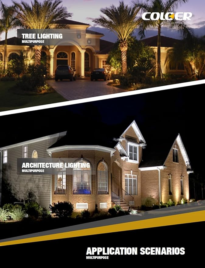 COLOER Die-cast Brass Landscape SpotLights Outdoor, 12V AC/DC Low Voltage Lighting, IP65 Waterproof Garden Patio Trees Directional Spot Up Light(103B, Bronze, 10-Pack Without Bulb)