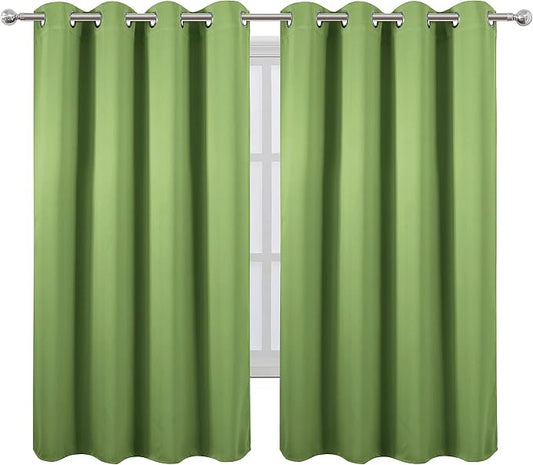 LEMOMO Blackout Curtains 52 x 63 inch/Light Green Curtains Set of 2 - Image 2