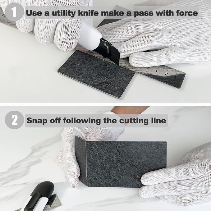 AULIGET 3" x 6" Peel and Stick Backsplash Wall Tiles, PVC Faux Stone Stick on - Image 7