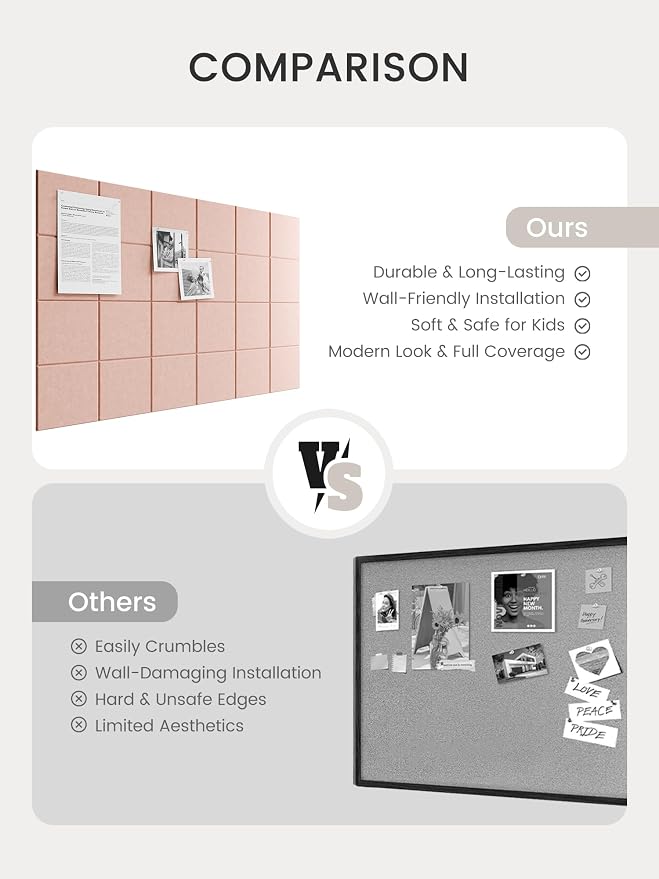 Bumusty Large Felt Bulletin Board, 30 Push Pins, 40 Adhesive Tabs - Image 7