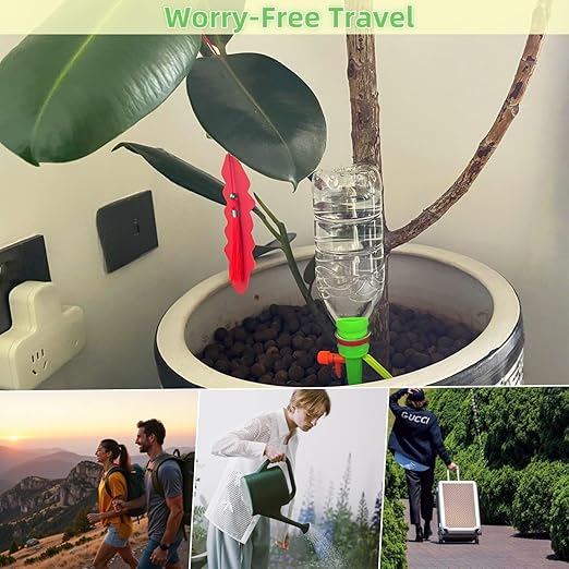 Upgrade Plant Self Watering Spikes Devices, Automatic Watering System with Slow Release Control Valve Switch, Plant Drip Irrigation System for Outdoor & Indoor Plants (12 PCS, Green+Orange)