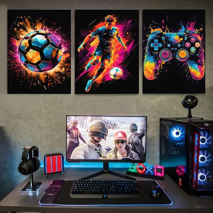 BGFCE Gaming Canvas Wall Art Decor, Paintings Art Game Controller Color Splash - Image 6