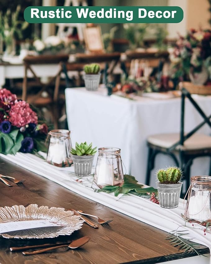 vensovo 4 Inches Silver Metal Rustic Flower Pots - 6 Pcs Small Galvanized Planters with Drainage Hole and Rubber Plug, Rustproof Tin Bucket Plant Pot Farmhouse Vintage Style for Decor