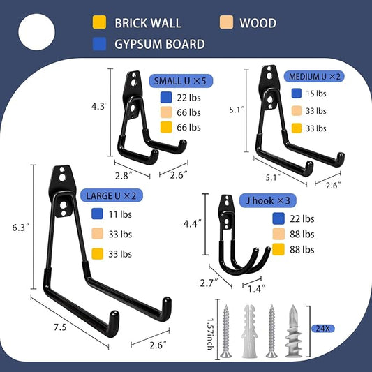 KOFANI Garage Hooks Heavy Duty, 12 Pack Anti-Slip Coating Garage Wall Storage - Image 2