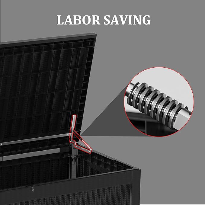 150 Gallon Lockable Resin Deck Box, Waterproof & UV-Resistant Outdoor Storage Box for Outdoor Cushion Storage, Garden Tools & Pool Accessories Storage, Black