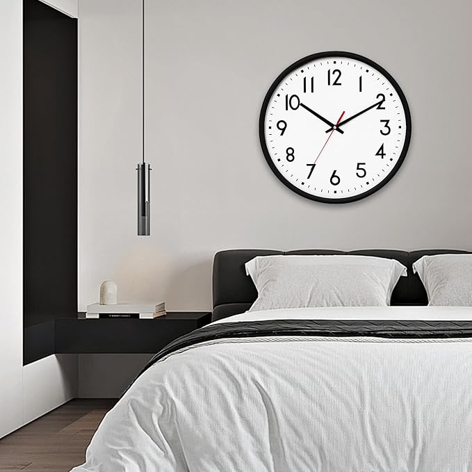 HZDHCLH Wall Clock Black, Silent Wall Clocks Battery Operated 12 Inch Modern - Image 8