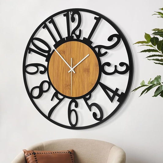 LEIKE Large Wall Clocks, Non Ticking, Battery Operated Rustic Round Modern Big - Image 2