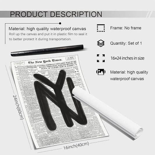 noxozoqm Black and White Newspaper Wall Art Vintage New York City Poster Trendy - Image 2